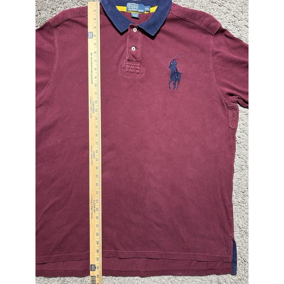 Vintage Polo Ralph Lauren Big Pony Maroon Short Sleeve Polo Armpit Vents XXL Men - Picture 4 of 5
